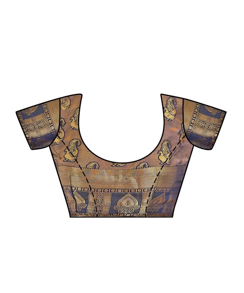 Grey Woven Art Silk Saree With Blouse