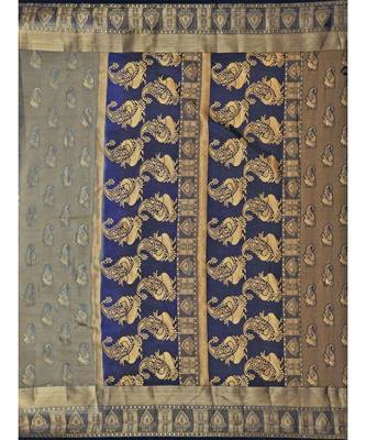 Grey Woven Art Silk Saree With Blouse 5