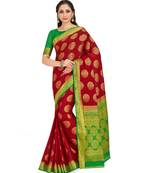 Maroon Woven Crepe Saree With Blouse