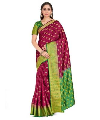 Maroon Woven Art Silk Saree With Blouse 1