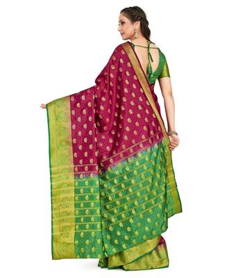 Maroon Woven Art Silk Saree With Blouse 3