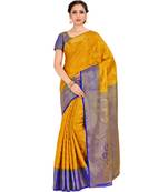 Mustard Woven Art Silk Saree With Blouse