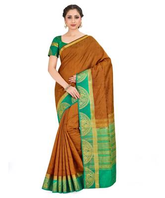 Orange Woven Art Silk Saree With Blouse 1