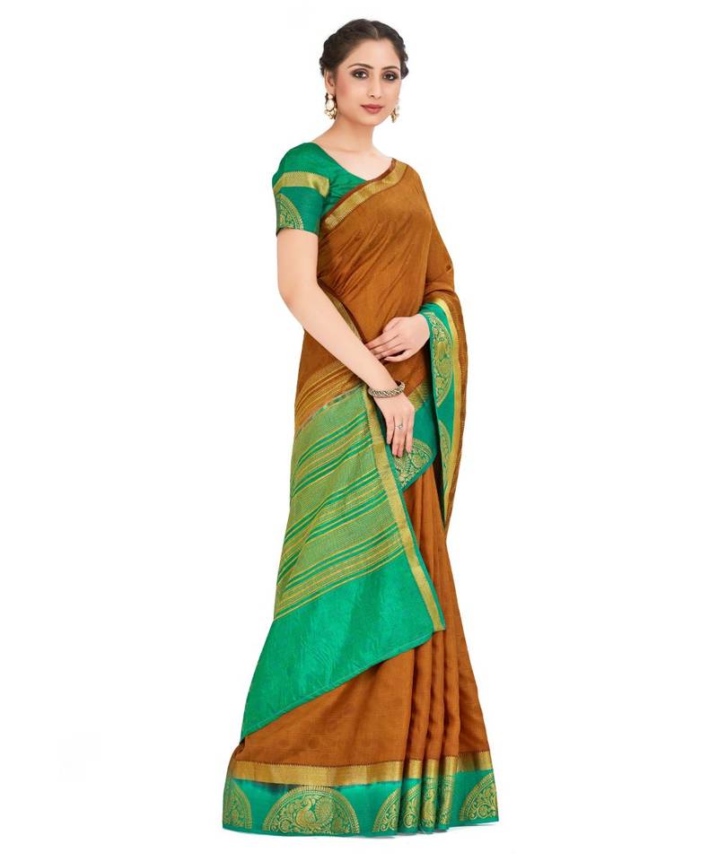 Orange Woven Art Silk Saree With Blouse