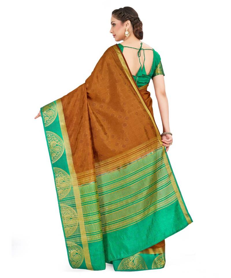 Orange Woven Art Silk Saree With Blouse