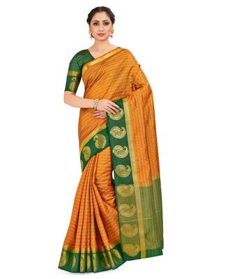 Orange Woven Art Silk Saree With Blouse 1