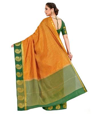 Orange Woven Art Silk Saree With Blouse 3