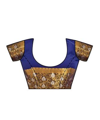 Blue Woven Chiffon Saree With Blouse 4