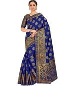 Blue Woven Art Silk Saree With Blouse