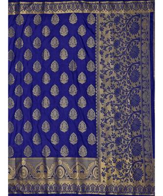 Blue Woven Art Silk Saree With Blouse 5