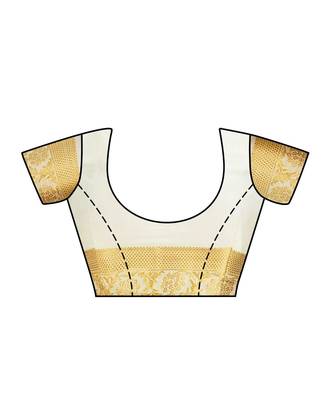 Off White Woven Crepe Saree With Blouse 4