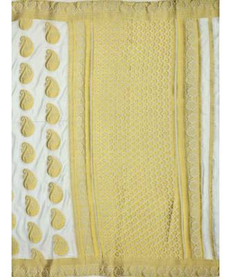 Off White Woven Crepe Saree With Blouse 5