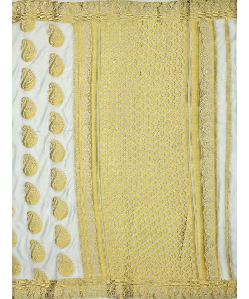 Off White Woven Crepe Saree With Blouse