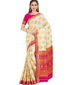 Off White Woven Crepe Saree With Blouse