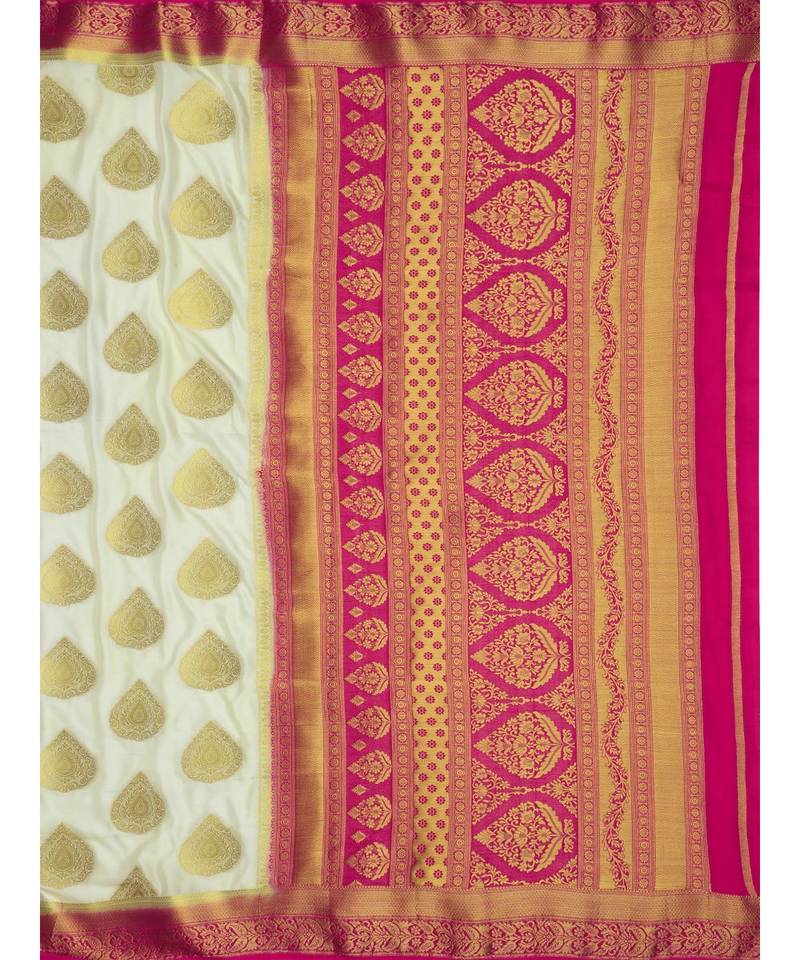 Off White Woven Crepe Saree With Blouse