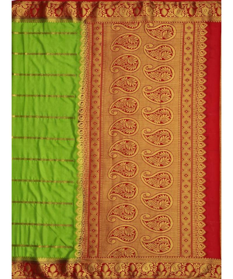 Green Woven Crepe Saree With Blouse