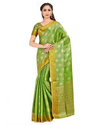 Green Woven Art Silk Saree With Blouse 1