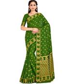 Green Woven Crepe Saree With Blouse