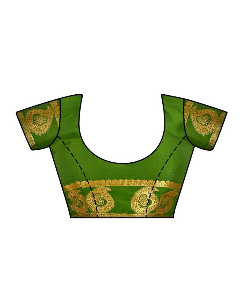 Green Woven Crepe Saree With Blouse