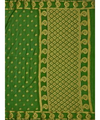 Green Woven Crepe Saree With Blouse 5