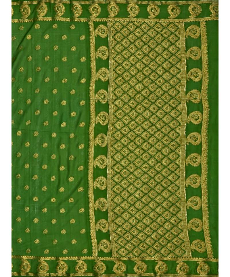 Green Woven Crepe Saree With Blouse