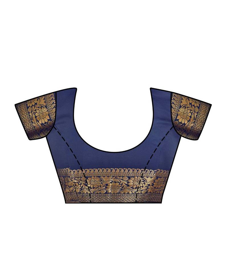 Orange Woven Crepe Saree With Blouse