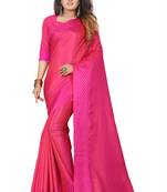Pink plain silk saree with Blouse Unstitched