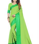 Light green plain silk saree with Blouse Unstitched