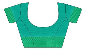 Dark green plain silk saree with Blouse Unstitched 4