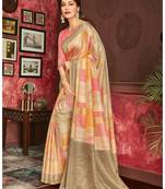  multicolor printed jute saree with blouse