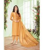 Mustard Embroidered Cotton Silk Salwar With Dupatta
