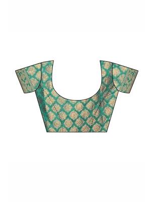 Green Woven Cotton Silk Saree With Blouse 5