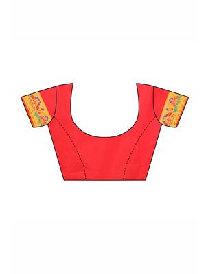 Orange Woven Poly Silk Saree With Blouse 5