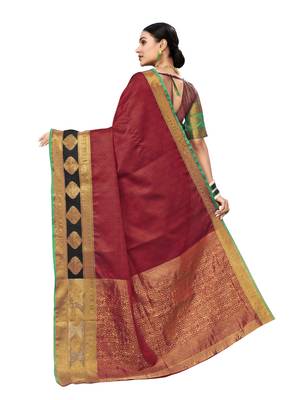 Maroon Woven Tissue Saree With Blouse 4