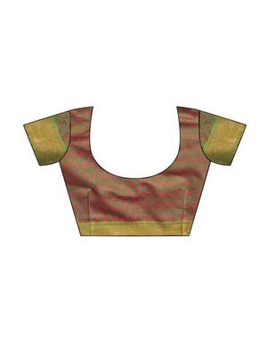 Maroon Woven Tissue Saree With Blouse 5
