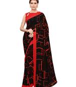 Black Printed Georgette Saree With Blouse
