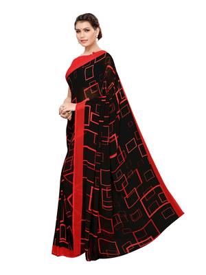 Black Printed Georgette Saree With Blouse 2