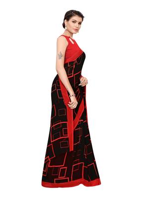 Black Printed Georgette Saree With Blouse 3