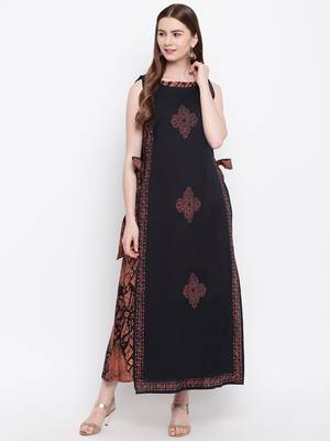 Black printed cotton cotton-kurtis 1