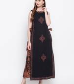 Black printed cotton cotton-kurtis