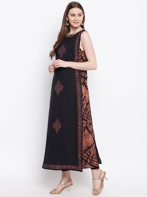 Black printed cotton cotton-kurtis 4