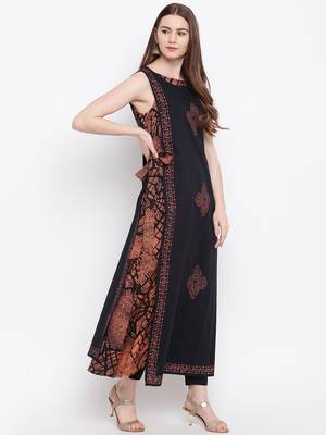 Black printed cotton cotton-kurtis 5