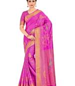 Pink Woven Art Silk Saree With Blouse