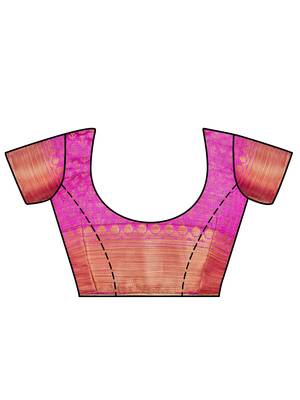 Pink Woven Art Silk Saree With Blouse 4