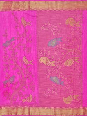 Pink Woven Art Silk Saree With Blouse 5