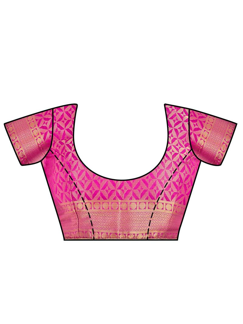 Pink Woven Art Silk Saree With Blouse