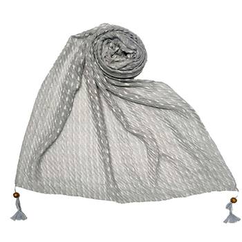 Grey Stole For Women  Premium Cotton Hand Work Thread Hijab 1
