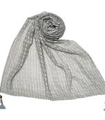 Grey Stole For Women  Premium Cotton Hand Work Thread Hijab