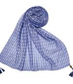 Blue  Stole For Women  Premium Cotton Hand Work Thread Hijab