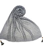 Grey Stole For Women  Premium Cotton Hand Work Thread Hijab